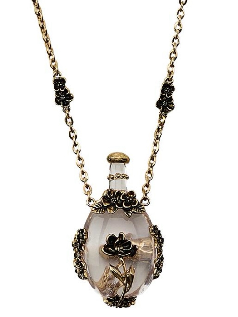 New Zara Metal Flower Bottle Necklace Limited Edition  Org $65